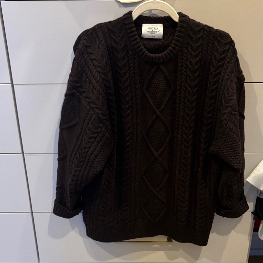 Aritzia chocolate brown Merino Cableknit Sweater